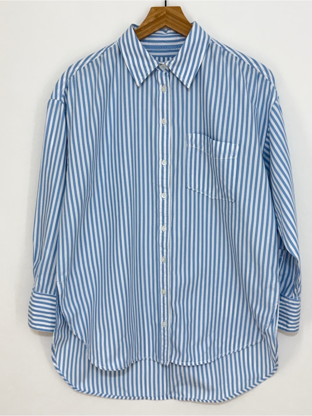 Anthropologie Maeve Women's Striped Button-Up Shirt Blue/White Size Small